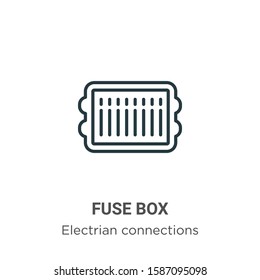 Fuse box outline vector icon. Thin line black fuse box icon, flat vector simple element illustration from editable electrian connections concept isolated on white background