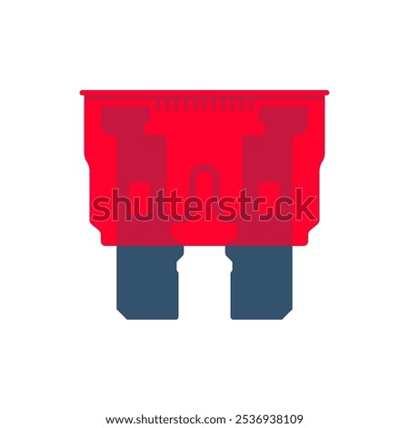 Fuse of electrical protection component. Automotive fuse, is used to protect the wiring and electrical equipment for vehicles. Vector illustration flat design. Isolated on white background.