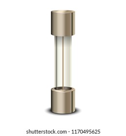Fuse of electrical protection component, isolated on white background. Vector illustration.