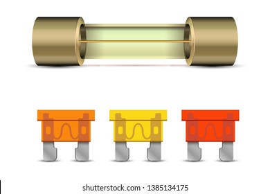 Fuse of electrical protection component, isolated on white background. Vector illustration.  svg