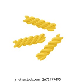 Ilustración de comida de doodle plano Fusilli. Impresión gráfica dibujada a mano de tipo pasta. Elemento Vector de la cocina italiana
