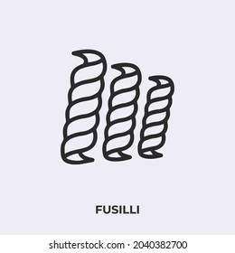 fusilli icon vector. Linear style sign for mobile concept and web design. fusilli symbol illustration. Pixel vector graphics - Vector.