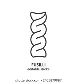 Fusilli line icon. Italian pasta symbol. Editable stroke. Vector illustration.