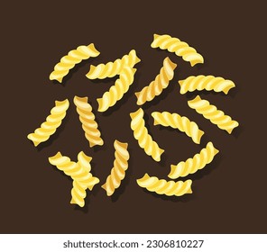 Fusilli noodle isolated vector illustration