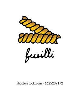 Fusilli Pasta Doodle Icon, Vector Illustration