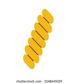 Fusilli pasta isolated on white background. Icon of fusilli pasta. Food is symbol of italian cuisine menu. Cartoon macaroni.
