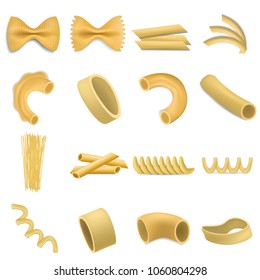 Fusilli pasta penne mockup set. Realistic illustration of 16 fusilli pasta penne mockups for web