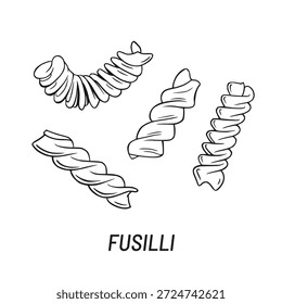 Fusilli Pasta vector illustration. Hand drawn sketch design element.