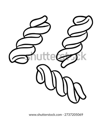 Fusilli pasta vector illustration, Italian food icon, simple line art