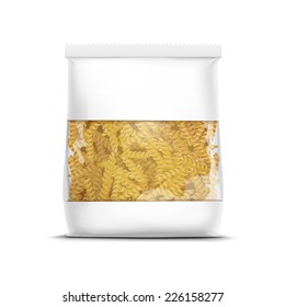 Fusilli Spiral Pasta Packaging Template Isolated on White Background