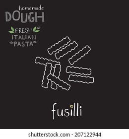 Fusilli, vector pasta illustration