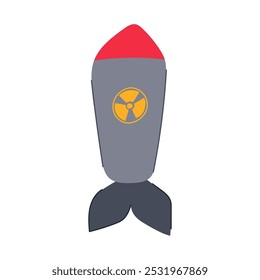Caricatura de la bomba atómica de fusión. Radiación de explosión, detonación de uranio, señal de bomba atómica de fusión de Fallout Hiroshima. símbolo aislado Ilustración vectorial