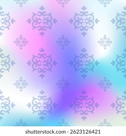 Fusion of Blue and Pink, Transparent Florals on a Contemporary Canvas