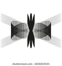 Fusion bow icon. Converging wing pattern. Narrow waist Vector. Oscillating band knot.
