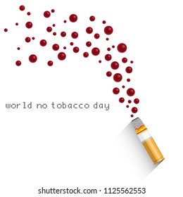 Fusion of Bullet and Cigarette butt Burning with blood drops as smoke.