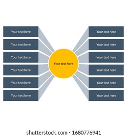 Fusion chart infographic template with 12 petals for each option and one center element
