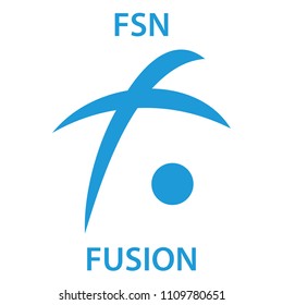 Fusion Coin cryptocurrency blockchain icon. Virtual electronic, internet money or cryptocoin symbol, logo
