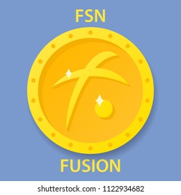 Fusion Coin cryptocurrency blockchain icon. Virtual electronic, internet money or cryptocoin symbol, logo