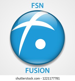 Fusion Coin cryptocurrency blockchain icon. Virtual electronic, internet money or cryptocoin symbol, logo