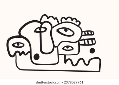 A fusion of handcrafted vector art that reimagines face stylization with a contemporary, abstract twist.