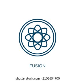 Fusion Icon. Thin Linear Fusion Outline Icon Isolated On White Background. Line Vector Fusion Sign, Symbol For Web And Mobile