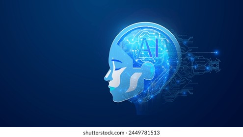 Fusion of Mind and Machine: AI Intelligence Concept Illustration. A digital representation of AI intelligence within the human form, symbolizing the seamless blend of technology and the human mind.