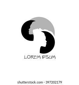 Fusion modes silhouettes of women in vector illustration