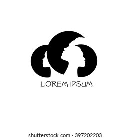 Fusion modes silhouettes of women in vector illustration