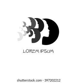 Fusion modes silhouettes of women in vector illustration