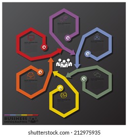 Fusion Rotate Hexagon And Arrows Line Business Infographic Design Template