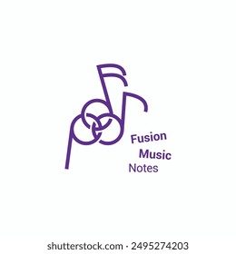 Fusion symbol with music notes logo design concept vector illustration.