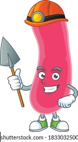 Fusobacteria as a miner cartoon character design. Vector illustration