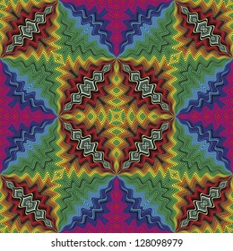 Fussy seamless disco vector pattern inspired by art deco in brilliant colors