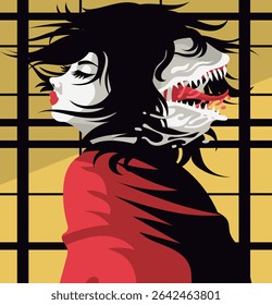 futakuchi-onna monstro folclórico japonês yokai