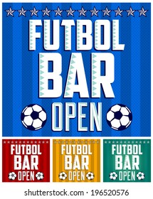 Futbol - Football spanish text - Sports Bar Menu card design template - vector set