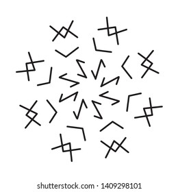 Futhark norse islandic and viking runes set. Magic hand draw symbols as scripted talismans. Vector set of ancient runes of Iceland. Galdrastafir, mystic signs of early North magic. Ethnic norse viking