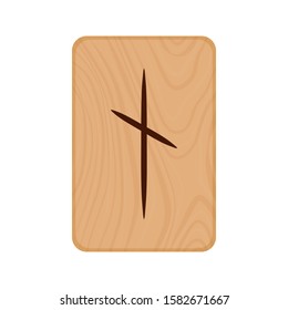 Futhark, Scandinavian Runes burned on wooden planks isolated vector stock illustration on transparent background