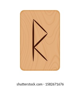 Futhark, Scandinavian Runes burned on wooden planks isolated vector stock illustration on transparent background
