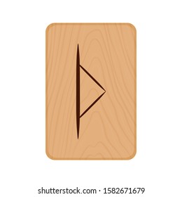 Futhark, Scandinavian Runes burned on wooden planks isolated vector stock illustration on transparent background