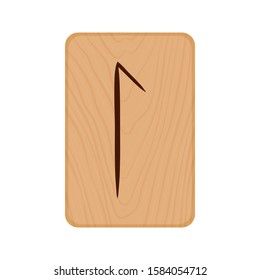 Futhark, Scandinavian Runes burned on wooden planks isolated vector stock illustration on transparent background