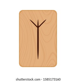 Futhark, Scandinavian Runes burned on wooden planks isolated vector stock illustration on transparent background