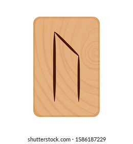 Futhark, Scandinavian Runes burned on wooden planks isolated vector stock illustration on transparent background