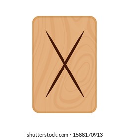 Futhark, Scandinavian Runes burned on wooden planks isolated vector stock illustration on transparent background