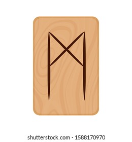 Futhark, Scandinavian Runes burned on wooden planks isolated vector stock illustration on transparent background