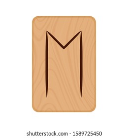 Futhark, Scandinavian Runes burned on wooden planks isolated vector stock illustration on transparent background