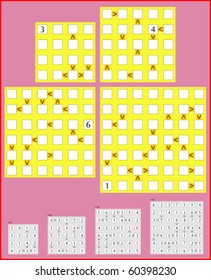 Futoshiki vector set 2. Easy & Medium, 1 digit