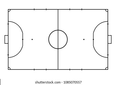 Futsal court or field. Sport background. Line art style.