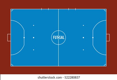 Futsal court or field top view vector illustration.