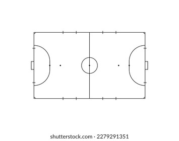 Futsal court or Indoor Soccer Field Layout for Illustration, Pictogram, Infographic, Background or for Graphic Design Element. Vector Illustration