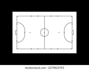 Futsal court or Indoor Soccer Field Layout for Illustration, Pictogram, Infographic, Background or for Graphic Design Element. Vector Illustration